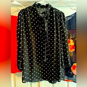 New York & Company Blouse ~ 3/4 sleeve ~ pussycat bow 🎀